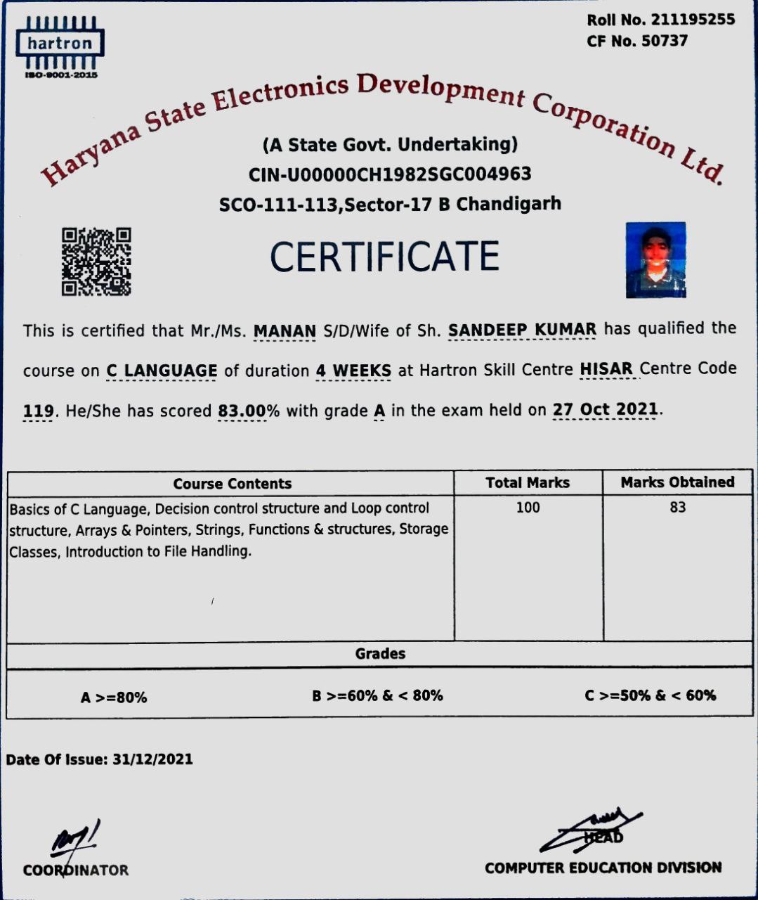 Certificate