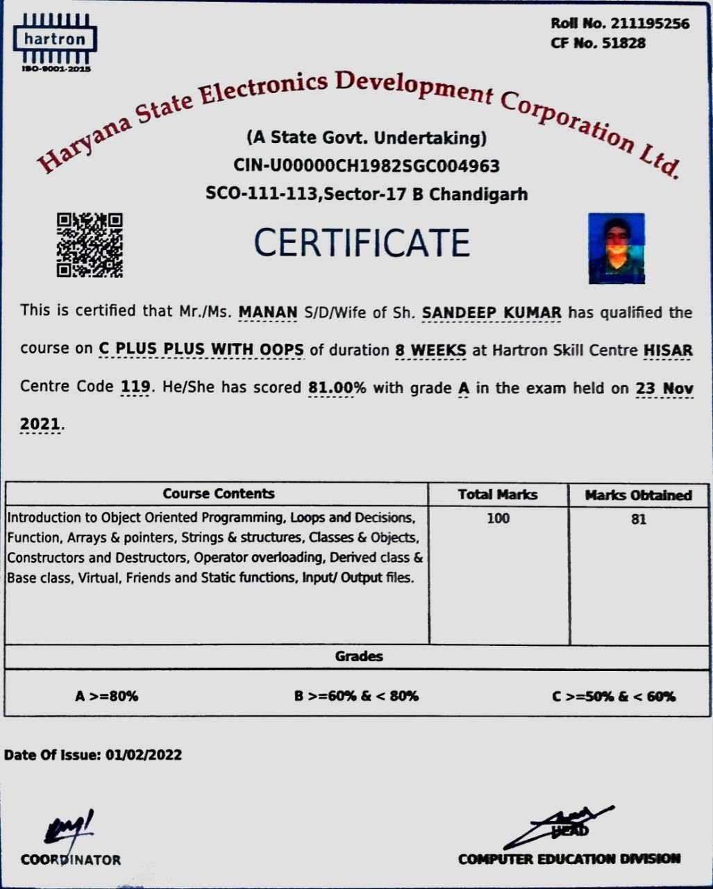 Certificate